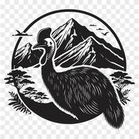 The Mighty Cassowary Silhouette Flight vector