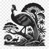 Cassowary on the Move Silhouette Energy vector