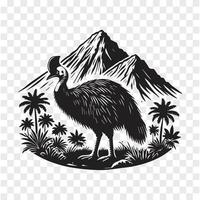 Silhouette of Strength Cassowary in Motion vector