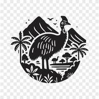 Cassowary in the Wild Silhouette Journey vector