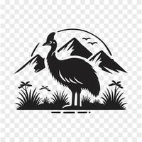 Cassowary in the Jungle Silhouette Design vector