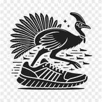 Cassowary on the Move Silhouette Action vector