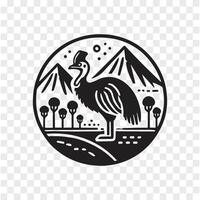 Graceful Flight Cassowary Silhouette vector