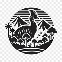The Wild Cassowary Silhouette Action vector