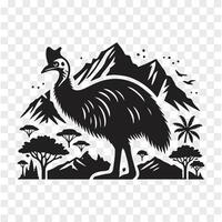 The Power of Cassowary Silhouette Design vector