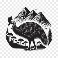 Cassowary in Flight Silhouette Power vector