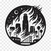 Fire Erupting in LA City Silhouette vector