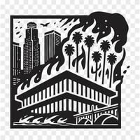 Fires of LA Silhouette in Motion vector