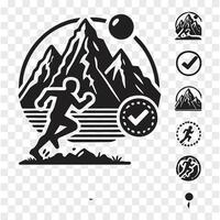 The Ascent Running Man in the Mountains vector