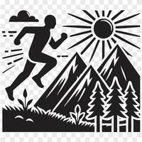 Peak Performance Running Man in Silhouette vector