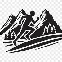 Conquer the Peaks Running in Mountain Silhouette vector