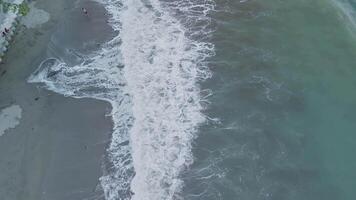 Aerial View of Ocean Waves Crashing on Shore video