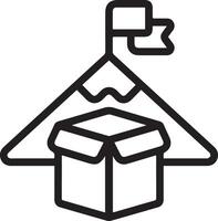 A mountain with a box and flag on top vector