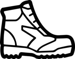 A black and white drawing of a boot outline illustration vector