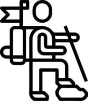 A man with a backpack and a flag vector