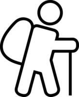 Hiker icon outline illustration black and white vector