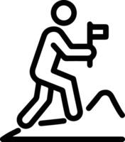 A man is climbing a mountain with a flag outline illustration vector
