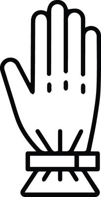 A glove with a black outline on a white background