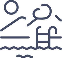 A line drawing of a swimming pool with mountain backdrop vector
