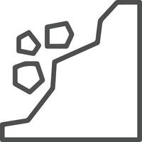 A line icon of a mountain with a rock falling down vector