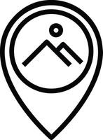 A map pin with a mountain icon outline illustration vector