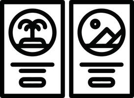 two leaflet illustrations with pictures of mountains and trees outline black and white vector