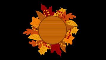 Autumn animation with leaves and berries. Autumn season decorative animation. Greeting card background. Autumn design. Transparent background with alpha channel video