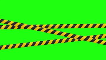 Warning tape and police line animation. Black and yellow line striped animation. Warning danger tape. Seamless animation., video