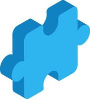 Blue puzzle piece illustration representing concepts of connection, unity, and problem solving. Ideal for themes of teamwork, collaboration, and strategic planning vector