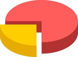 Brightly colored pie chart with red and yellow segments, representing data distribution and analysis. Useful for presentations, reports, and educational materials on statistics vector