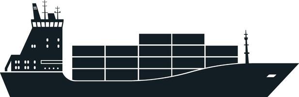 Silhouetting a large container ship transporting goods across the water, illustrating the concepts of global trade, logistics, and maritime transport in a striking way vector