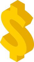 Large, gold, three dimensional dollar sign representing the currency of the United States, creating a strong visual representation of finance and wealth vector