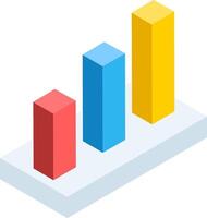 Three dimensional bar graph with colorful bars indicating increasing values, representing a positive growth trend in business or financial data vector
