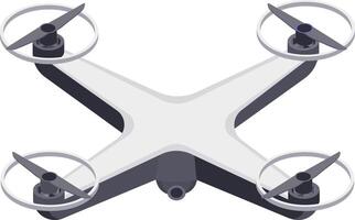 High tech quadcopter drone featuring a sleek design and advanced camera technology. Ideal for aerial photography, videography, and remote surveillance applications vector