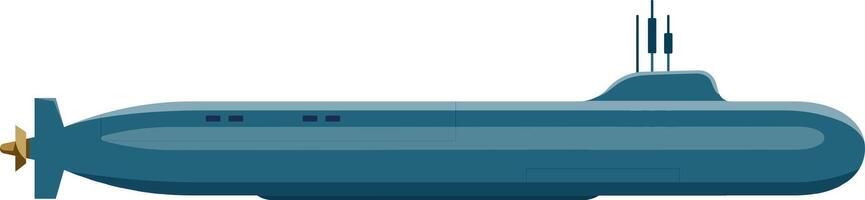 Illustration of a sleek, modern submarine showcasing advanced design. The vessel features a streamlined shape, multiple antennas, and a propeller, ideal for underwater exploration and military use vector