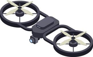 Illustration of a sleek drone featuring dual propellers and a mounted camera, showcasing advanced technology and innovation in aerial devices. Ideal for concepts of surveillance and photography vector