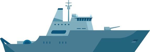 Illustration of a sleek, modern naval warship showcasing advanced design and technology. The ship features a streamlined structure with radar and weaponry, highlighting maritime military innovation vector