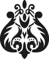 Symmetrical black and white floral damask pattern forming an elegant and sophisticated design, ideal for luxury branding, invitations, or decorative elements vector