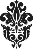 Black and white damask floral ornament showcasing a sophisticated pattern, adding elegance and luxury to design projects like textiles, wallpaper, and invitations vector