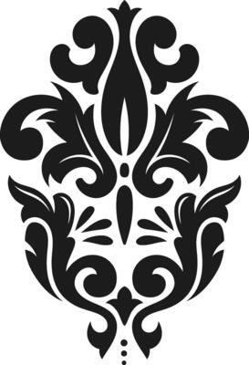 Black and white damask floral ornament showcasing a sophisticated pattern, adding elegance and luxury to design projects like textiles, wallpaper, and invitations