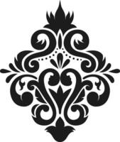 Symmetrical black floral pattern on a white background, creating a sophisticated damask design ideal for elegant projects and decorations with a classic touch vector