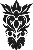 Classic damask pattern in black and white, showcasing stylized acanthus leaves, floral motifs, and elegant curves, suitable for various design applications vector