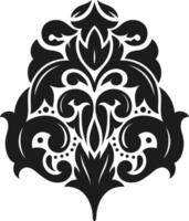 Symmetrical and intricate, this damask pattern presents a captivating interplay of black and white, forming an elegant design suitable for classic and contemporary aesthetics vector