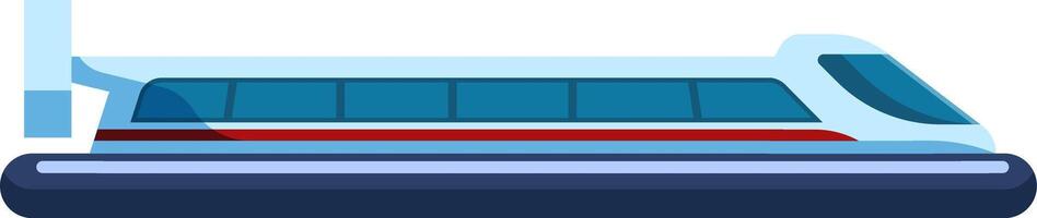 Hovercraft floating on water with skirt inflated, propelled by a large propeller, offering a fast and efficient mode of transportation over both water and land vector