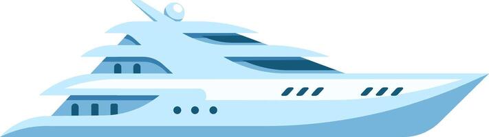 Sleek and elegant yacht cruising on the ocean, showcasing modern design and luxury. The vessel features multiple decks and streamlined architecture, ideal for leisure and travel enthusiasts vector