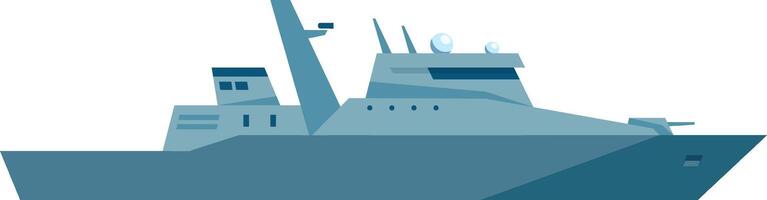 Modern warship equipped with advanced radar and weaponry, patrolling the sea, safeguarding maritime borders, and maintaining national security vector