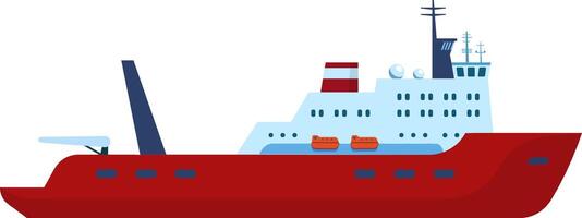 Powerful icebreaker sailing in Arctic waters, featuring lifeboats on deck, navigating through icy seas, a symbol of exploration and resilience in extreme environments vector