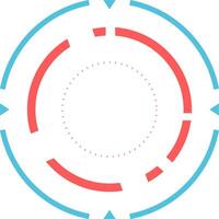 Concentric circles with arrows and dotted lines creating a modern, technological loading icon, suggesting progress, data transfer, or system activity vector