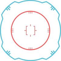 Gun sight displaying target coordinates with striking red and blue lines, perfect for enhancing game experiences or military applications, emphasizing precision and accuracy vector