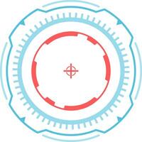 Futuristic heads up display interface featuring a circular design with a crosshair, perfect for games, virtual reality, and applications needing precise targeting vector